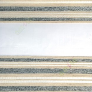 Grey cream beige color horizontal stripes with transparent net fabric embossed pattern textured finished background zebra blind